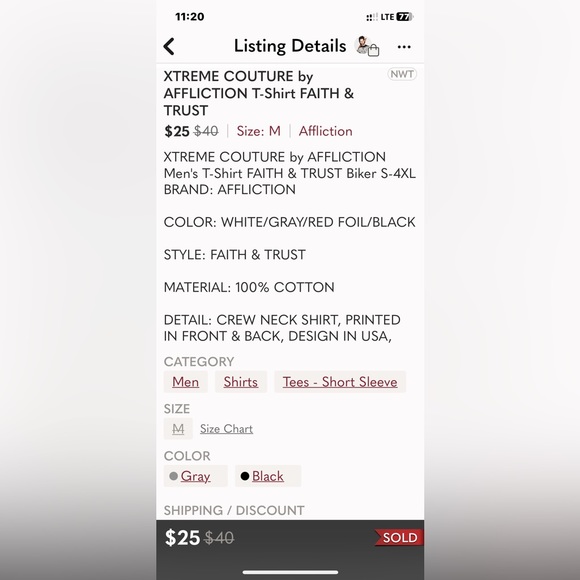 EXTREME COUTURE by AFFLICTION Men’s Medium T-Shirt Faith & Trust - Picture 11 of 11